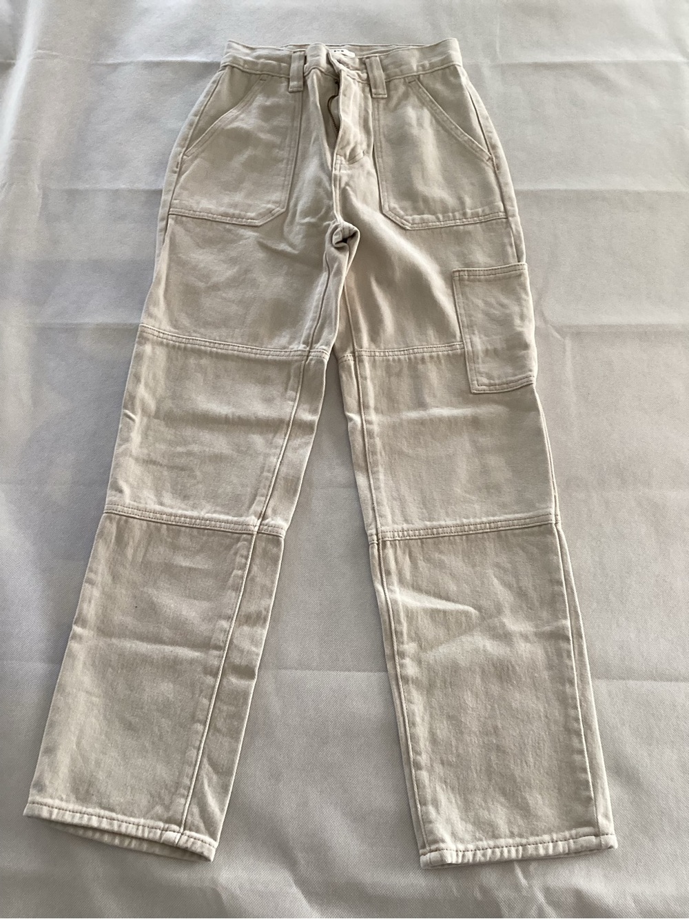 PacSun Women's Beige Cropped Carpenter Jeans size 23.  #35
